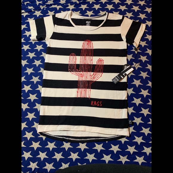 NWT 11/12 Rags to Raches Black & White stripe Tee - Picture 2 of 3